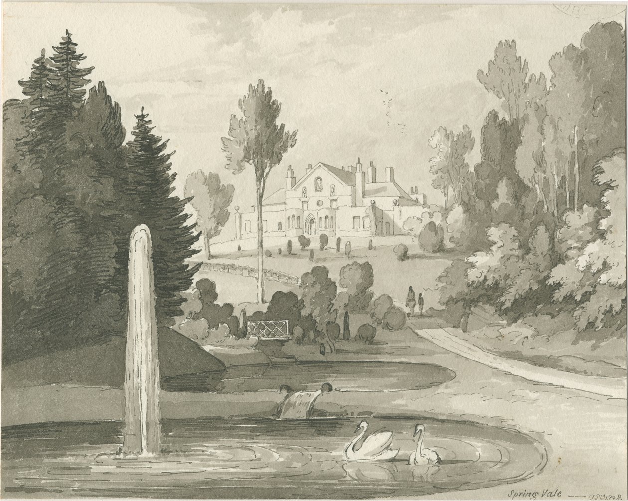 Pedra - Spring Vale: desenho lavado sépia de Thomas Peploe Wood