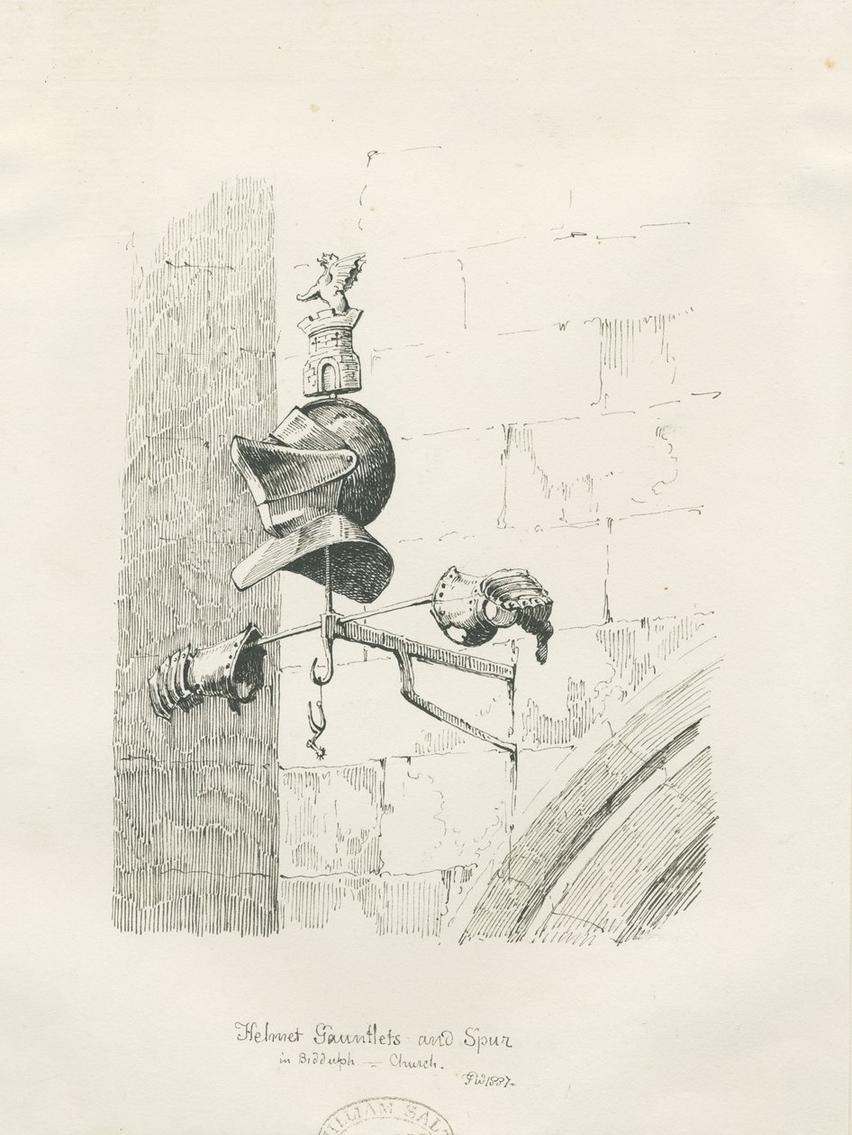 Tumba na Igreja Biddulph - William Bowyer: desenho a caneta e tinta de Thomas Peploe Wood