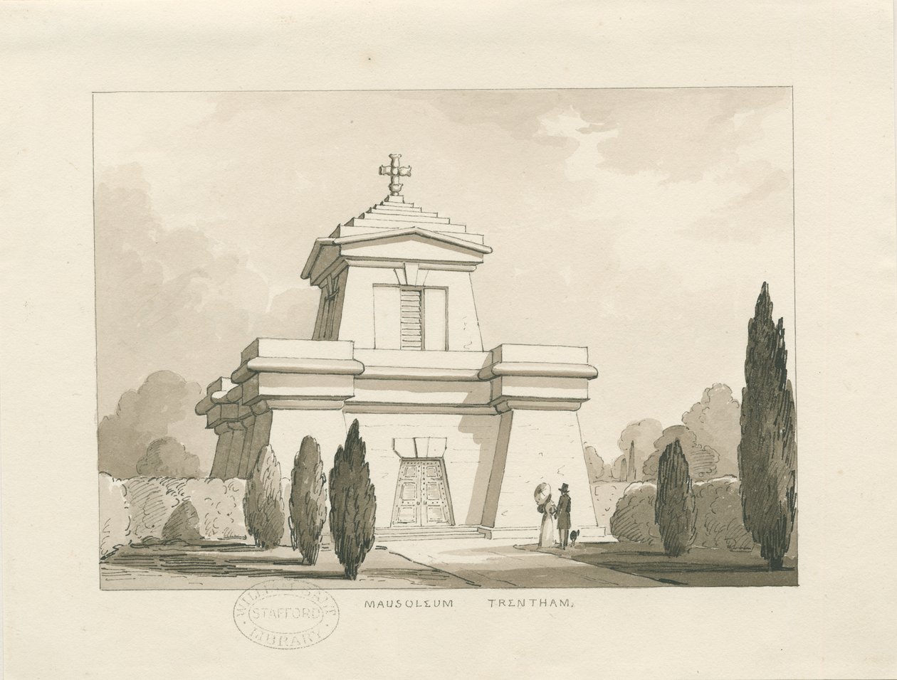 Trentham - The Mausoleum: pen and wash drawing, nd [ 1838] (desenho) de Thomas Peploe Wood