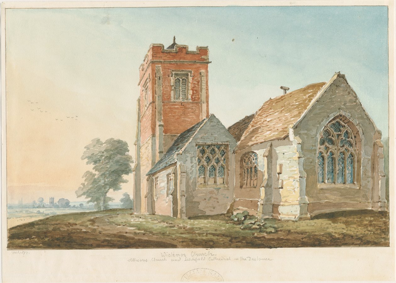 Igreja Wichnor: pintura a aquarela de Thomas Peploe Wood