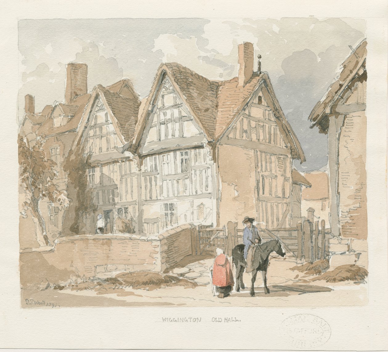 Wigginton Old Hall: pintura a aquarela, 1841 de Thomas Peploe Wood