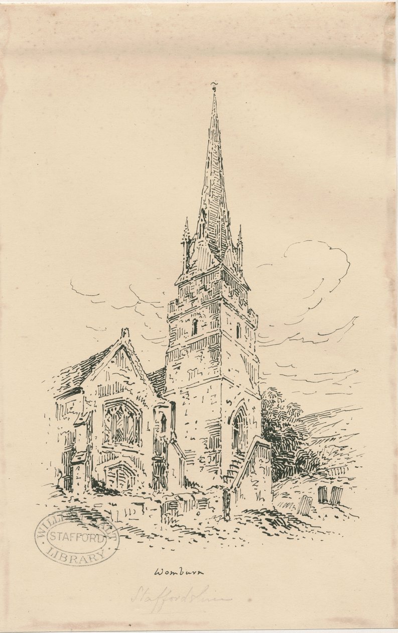 Igreja de Wombourne: zincograph, sd [meados do séc. XIX] (desenho) de Thomas Peploe Wood