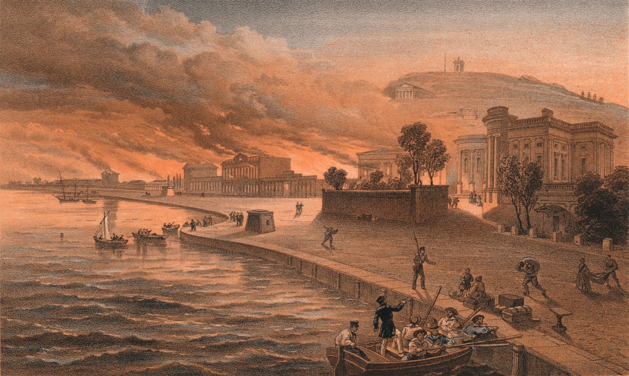 Queima dos prédios do governo em Kertch, 9 de junho de 1855, 1856 de Thomas Picken