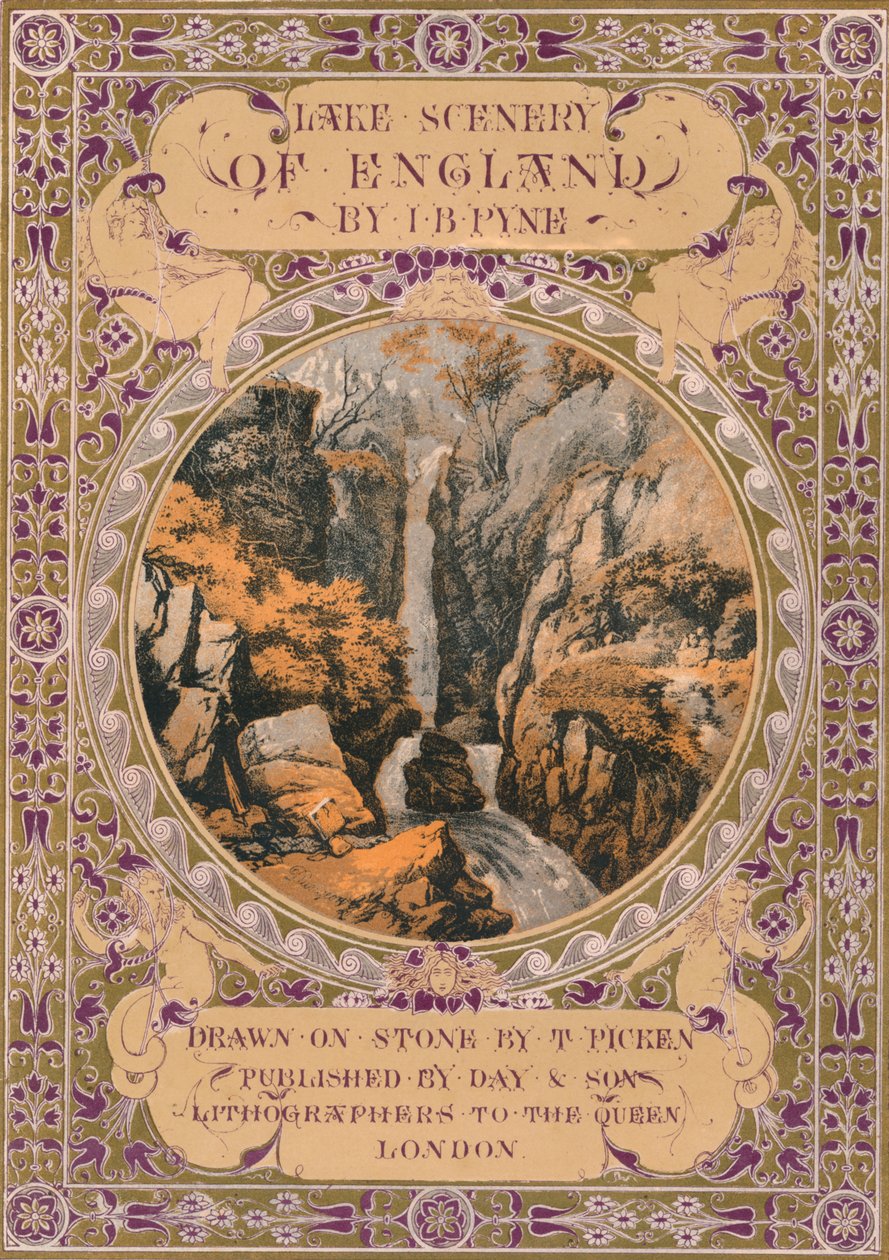 Frontispiece ao cenário do lago de Inglaterra por JB Pyne, 1850s. de Thomas Picken
