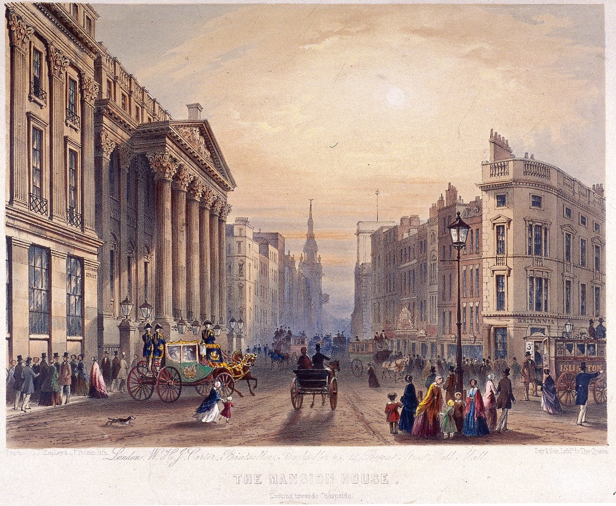 Exterior da Mansion House, Londres, 1851 de Thomas Picken