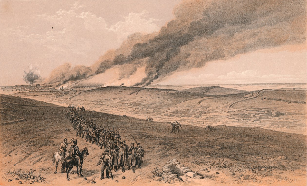 Redan e Trincheiras Avançadas do Ataque Direito Britânico, 1856 de Thomas Picken