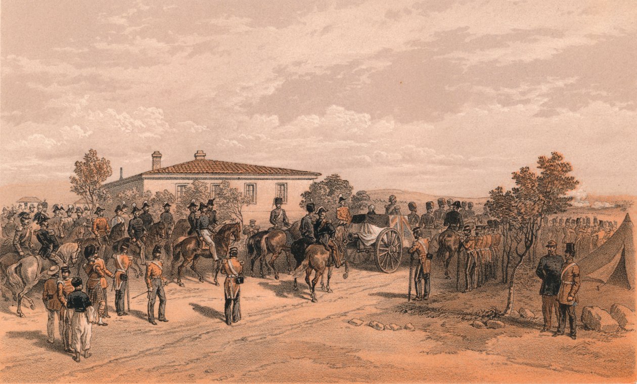 O cortejo fúnebre de Lord Raglan saindo da sede, 1856 de Thomas Picken