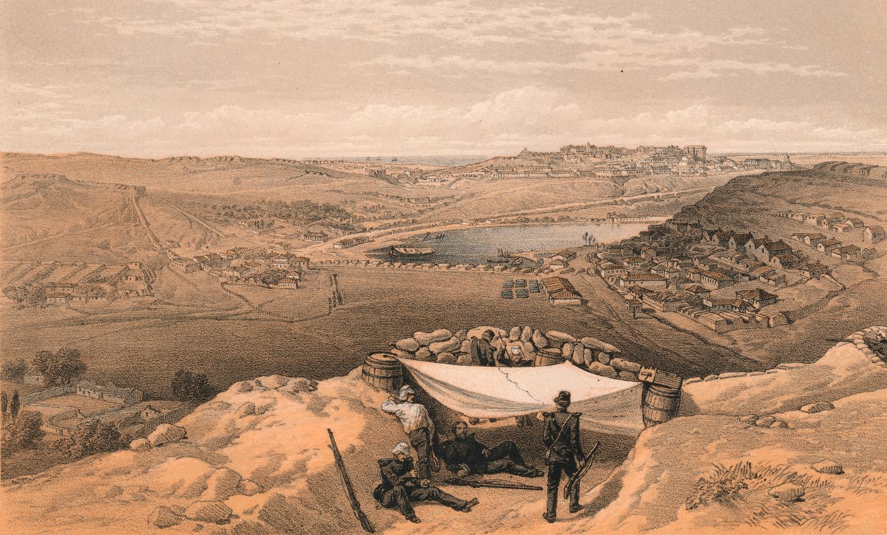 As baterias da cidade ou fortificações interiores de Sebastopol, 1856 de Thomas Picken