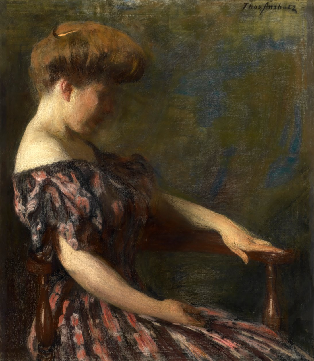 Um vestido florido, 1906. de Thomas Pollock Anshutz