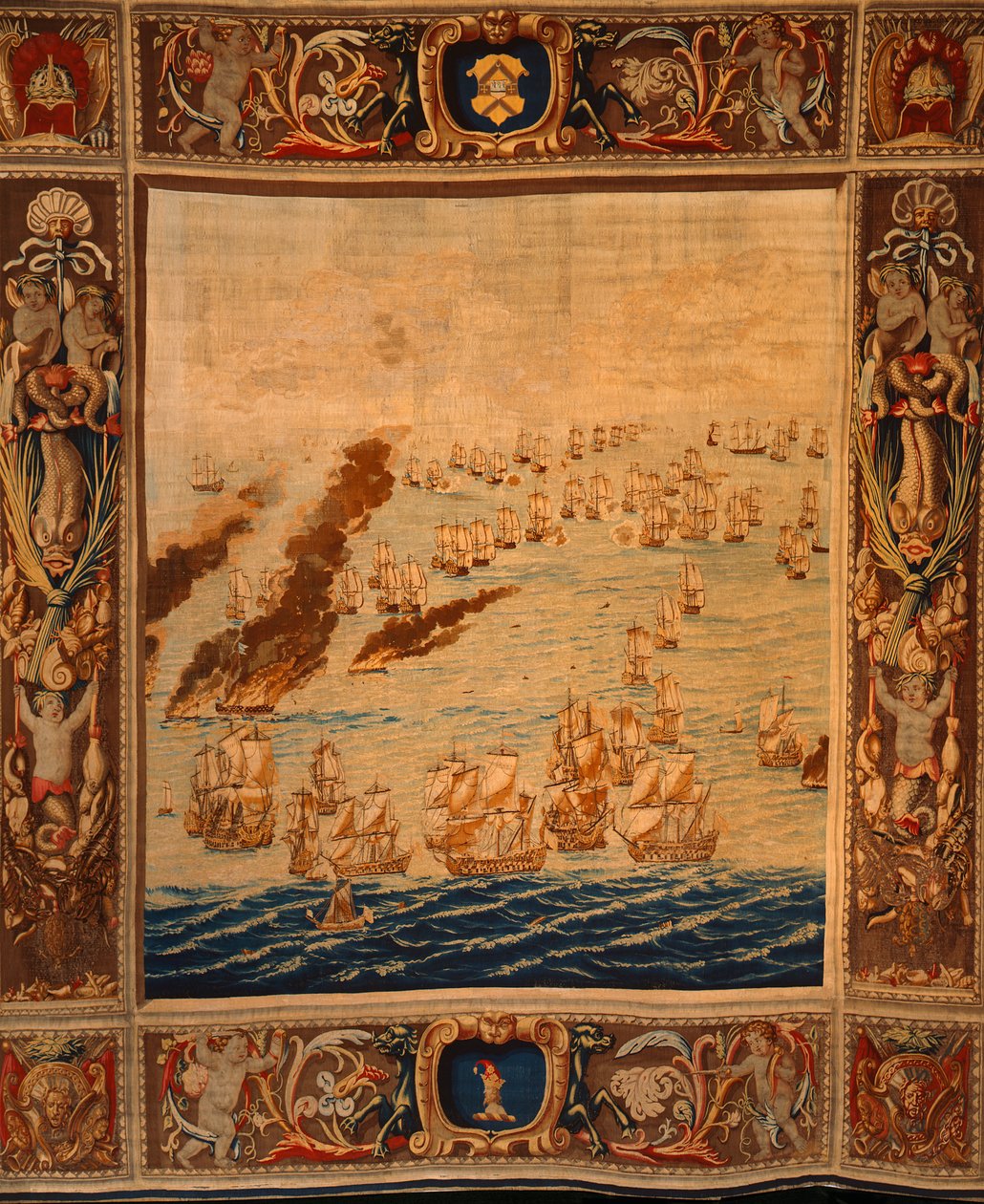 Tapeçaria de Mortlake: Fogos de artifício em Acção, c.1685 (têxteis) de Thomas Poyntz