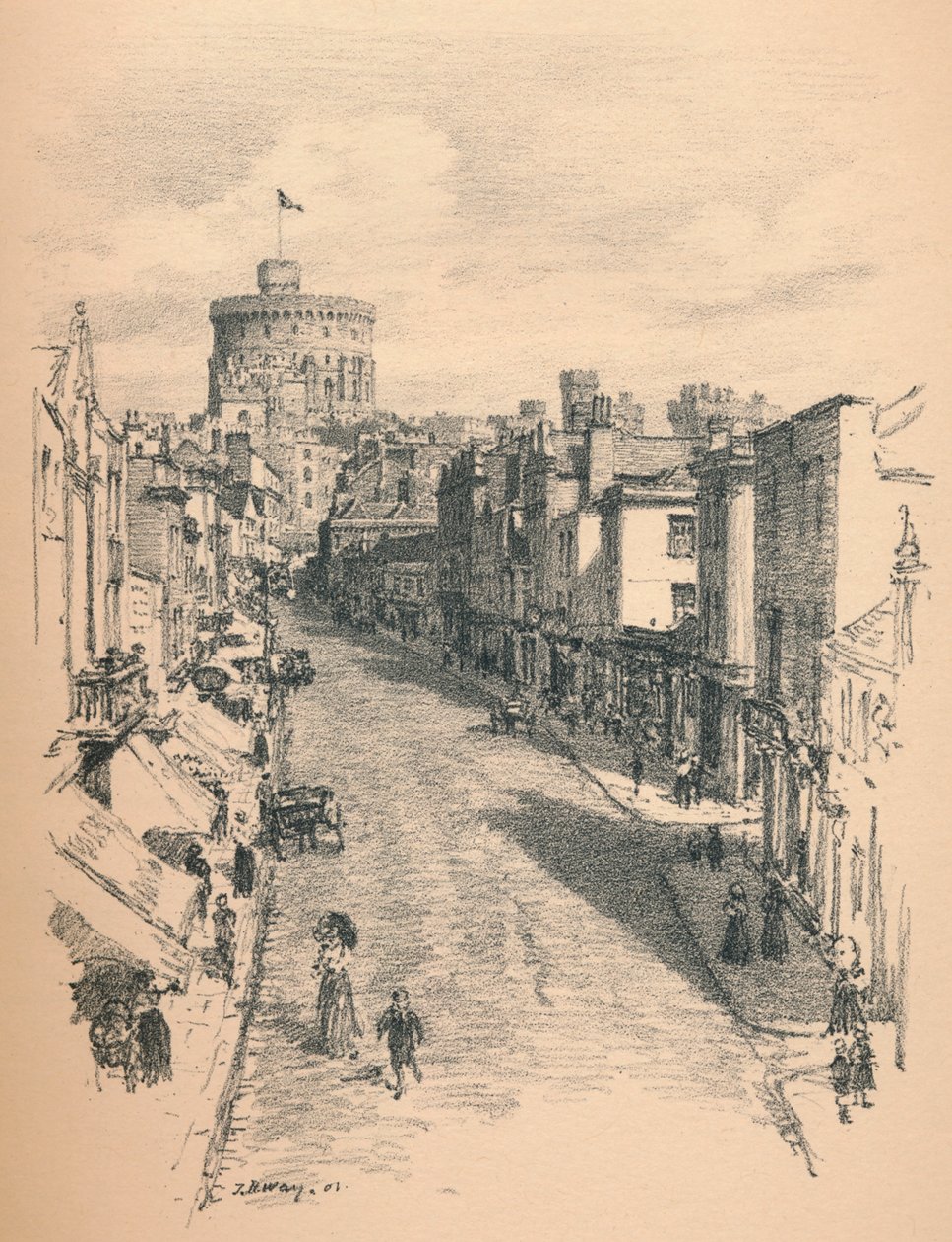 Grande torre do Castelo de Windsor da Rua Peascod, 1902 de Thomas Robert Way