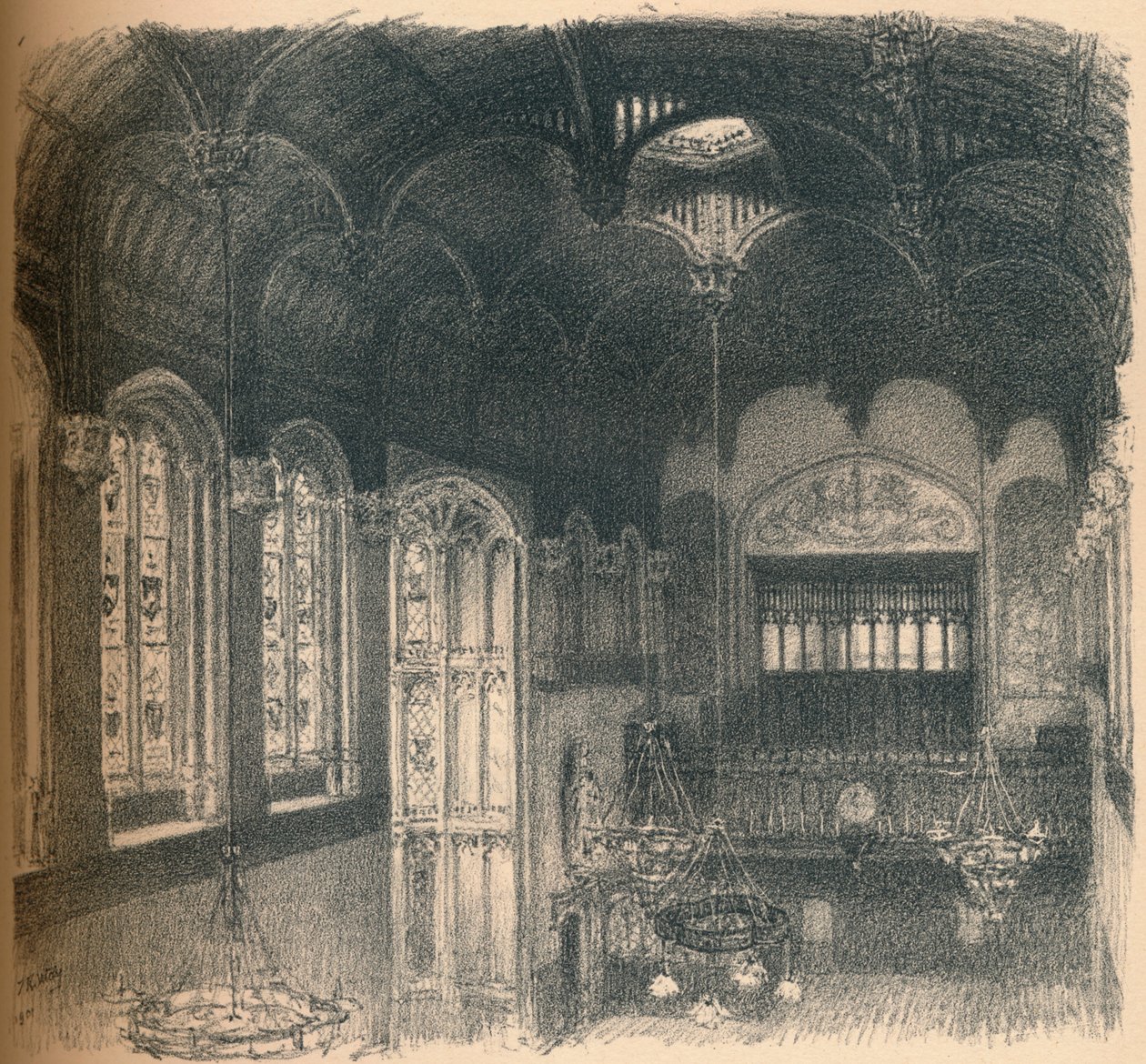 Interior de Crosby Hall, 1902 de Thomas Robert Way