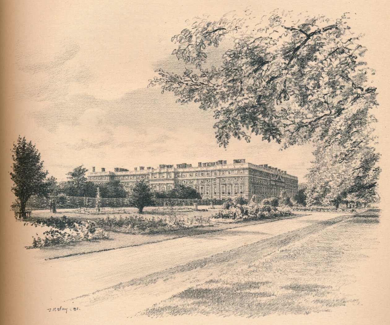 As frentes de jardim do Palácio Hampton Court, 1902 de Thomas Robert Way