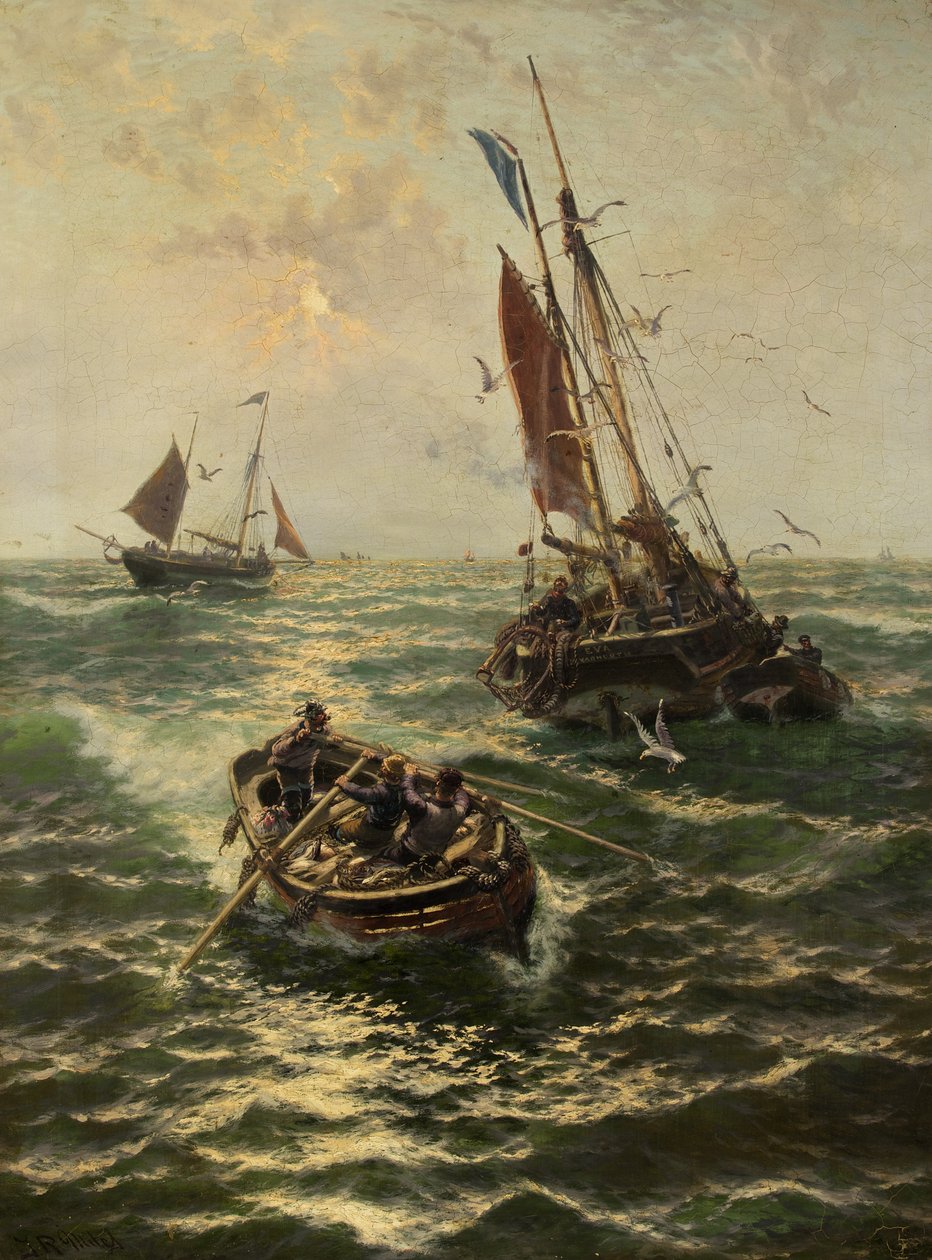 Colocando a captura em terra (óleo sobre tela) de Thomas Rose Miles