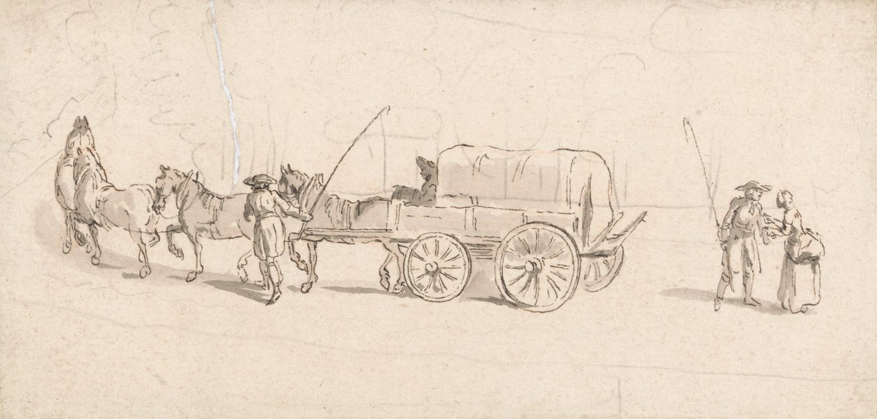 Figuras com um vagão e cavalos de Thomas Ross