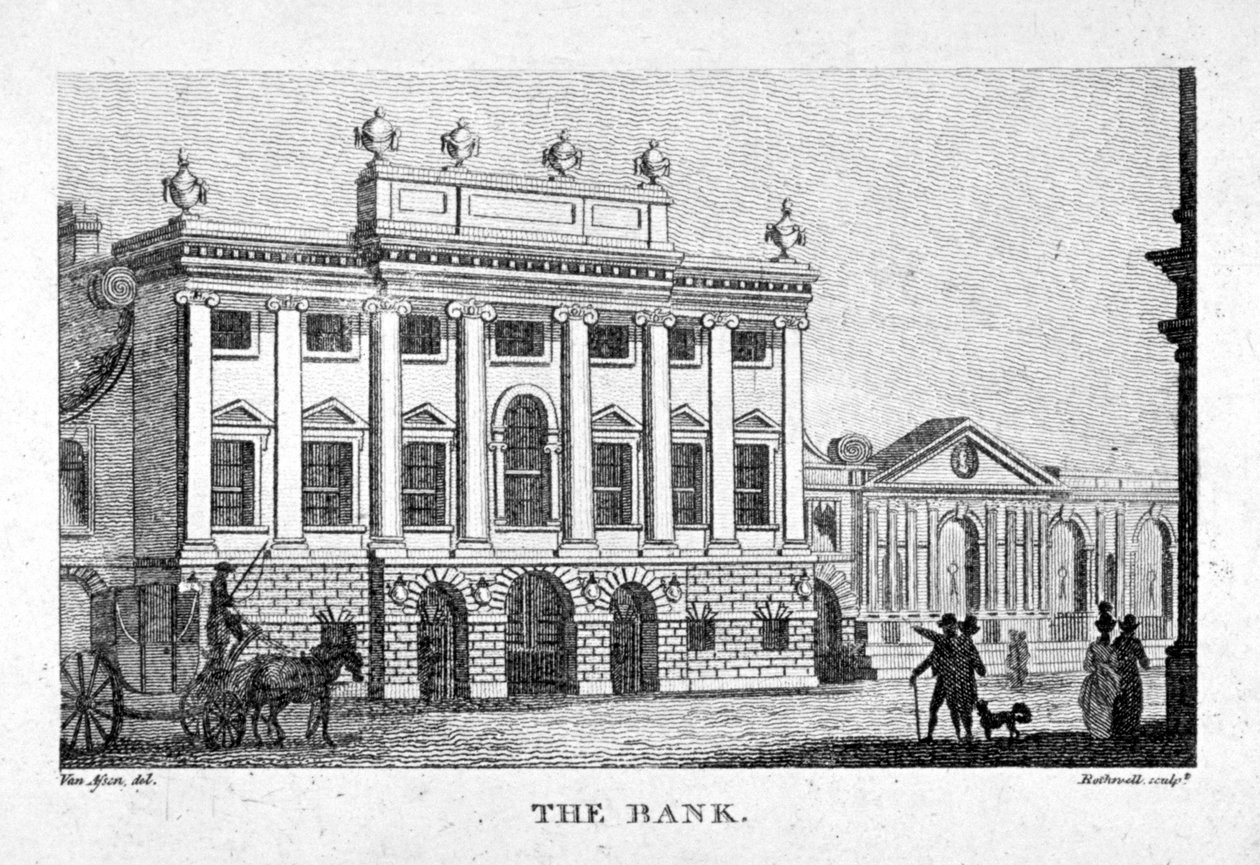 O Banco da Inglaterra, Cidade de Londres, c1800. de Thomas Rothwell