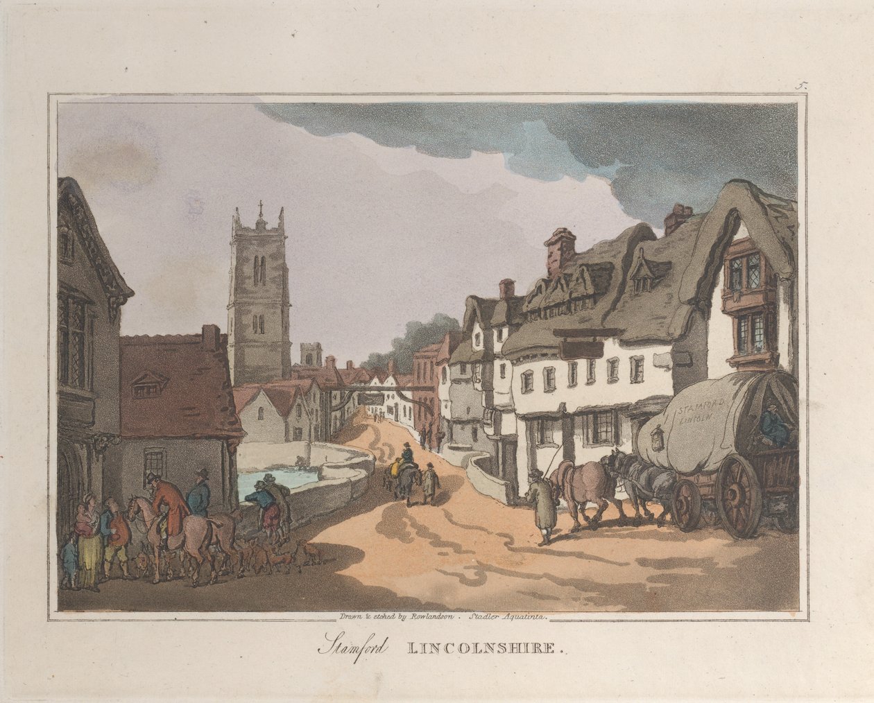 Stamford Lincolnshire, de Sketches from Nature, 1822., 1822. Criadores: Thomas Rowlandson, Joseph Constantine Stadler. de ThomasThomas Rowlandson, Joseph Constantine Stadler Thomas Rowlandson, Joseph Constantine Stadler