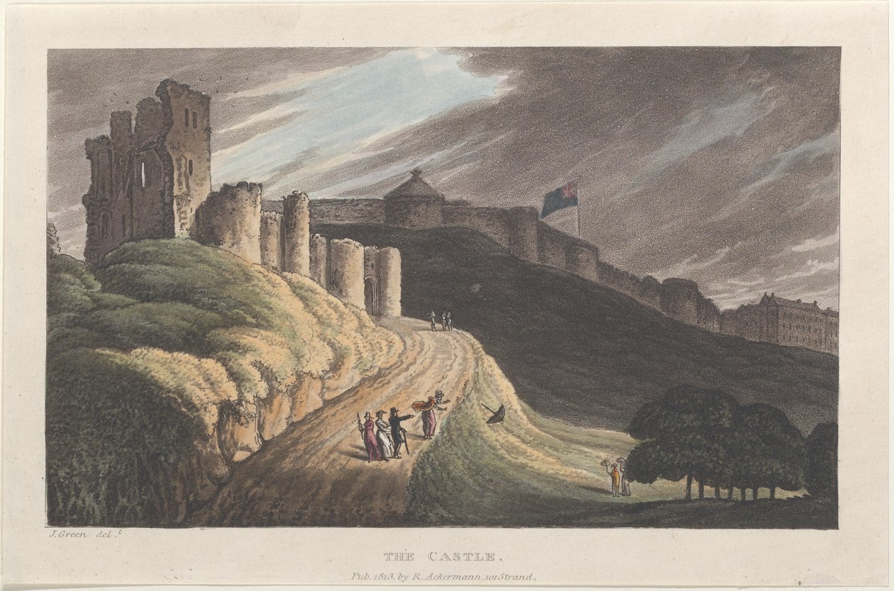 The Castle, de Poetical Sketches of Scarborough, 1813., 1813. Os Criadores: Thomas Rowlandson, Joseph Constantine Stadler, J. Bluck. de Thomas Rowlandson, Joseph Constantine Stadler, J. Bluck