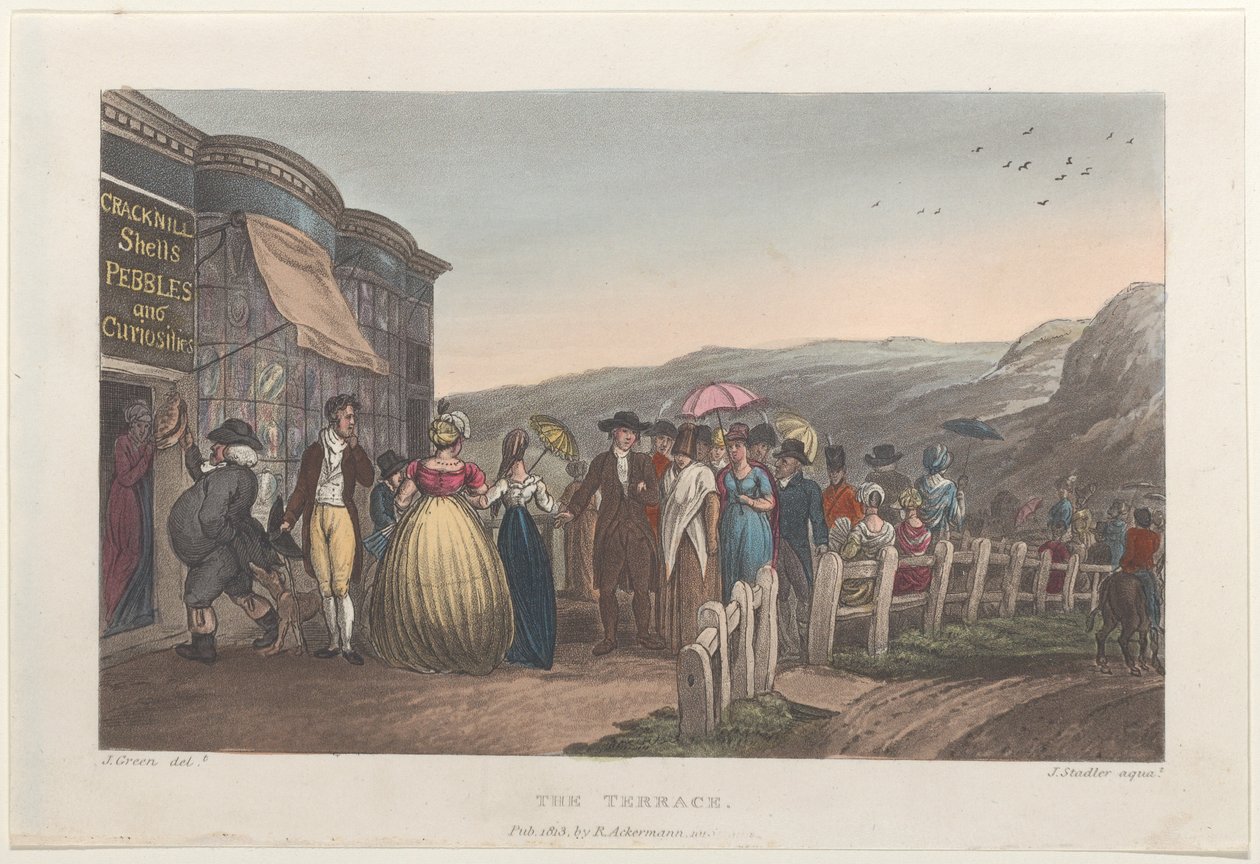 The Terrace, de Poetical Sketches of Scarborough, 1813., 1813. Criadores: Thomas Rowlandson, Joseph Constantine Stadler, J. Bluck. de Thomas Rowlandson, Joseph Constantine Stadler, J. Bluck