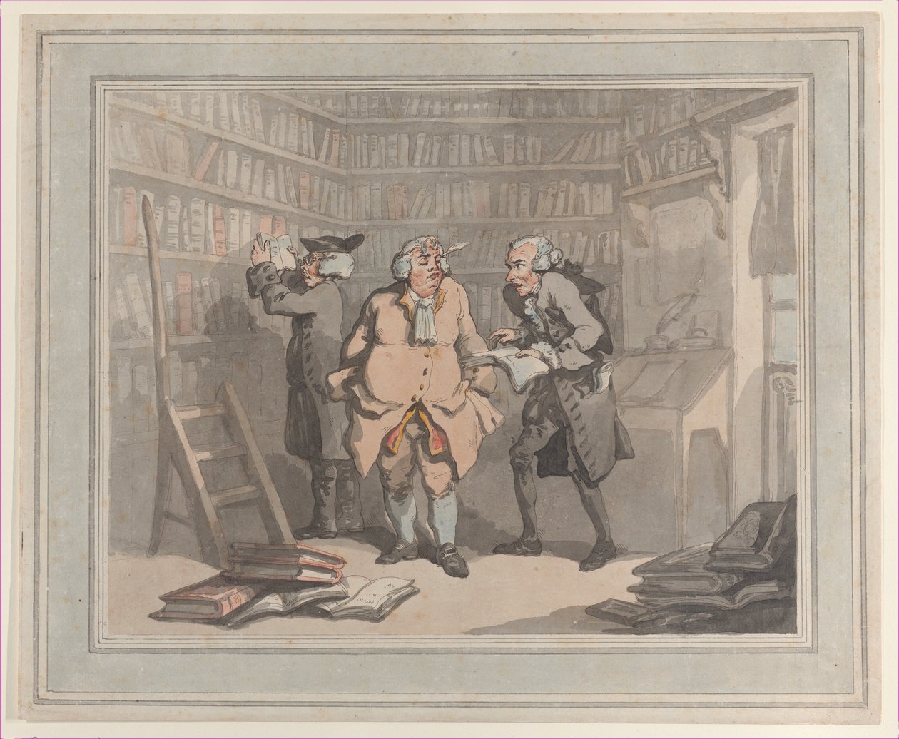 Livreiro e Autor, 25 de setembro de 1784., 25 de setembro de 1784. Criadores: Thomas Rowlandson, Samuel Alken. de Thomas Rowlandson, Samuel Alken