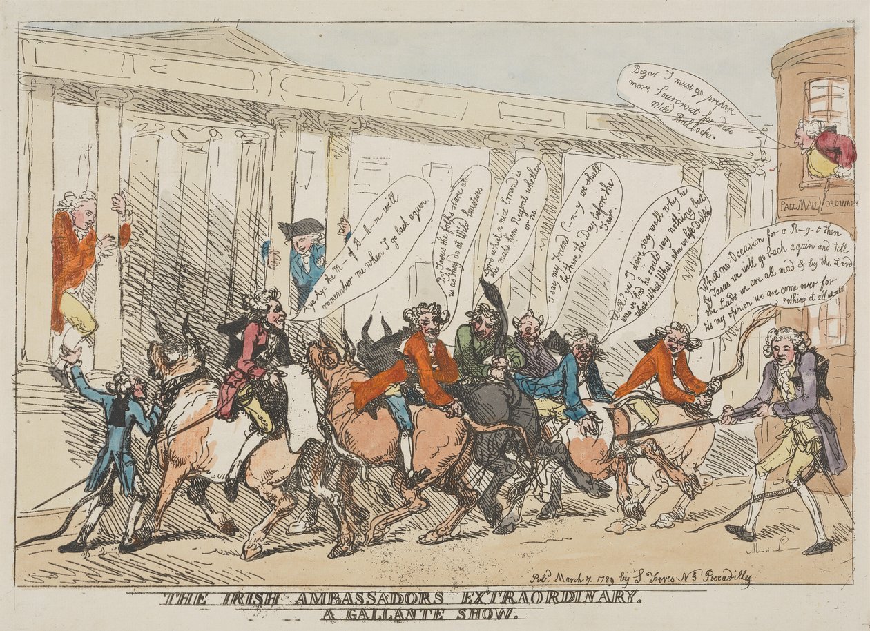 (O) Espetáculo «Os Embaixadores Extraordinários e Galantes da Irlanda» de Thomas Rowlandson