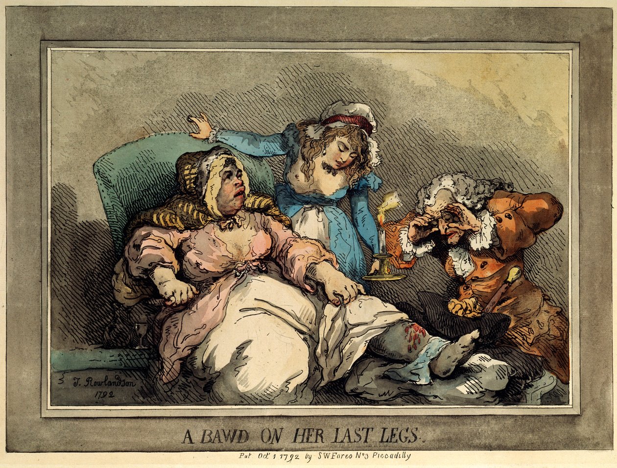 Um Bawd em suas últimas pernas, 1792 de Thomas Rowlandson