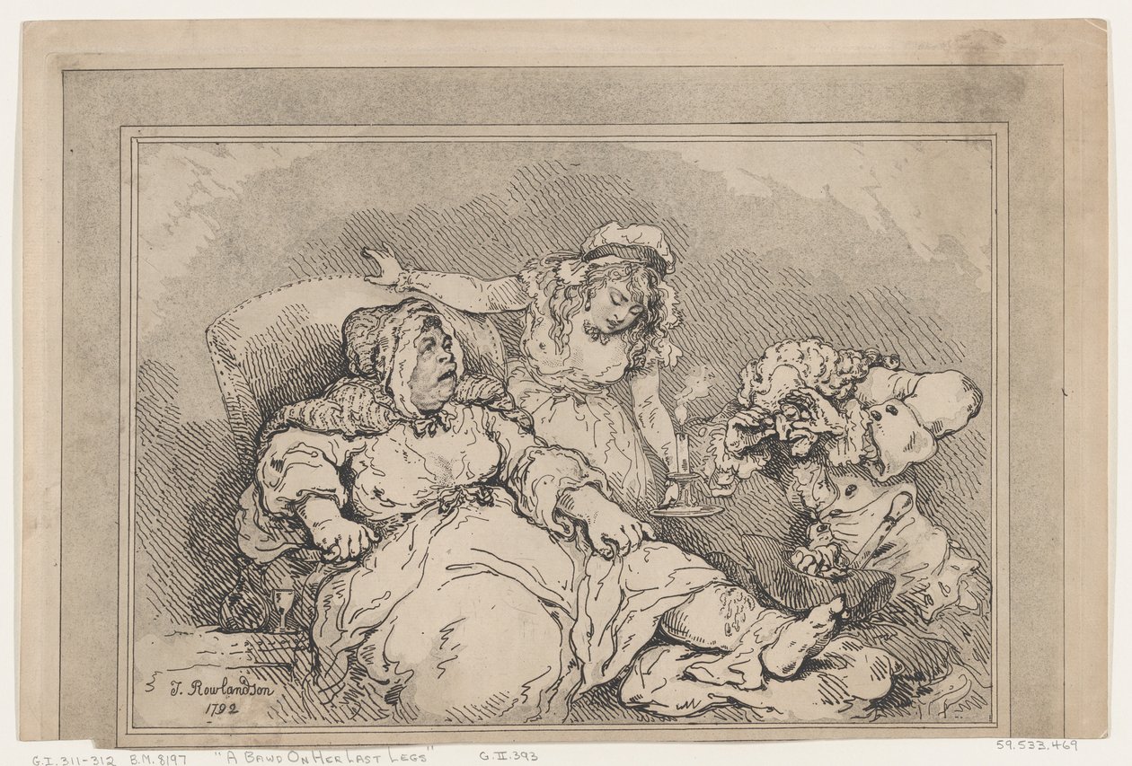 Uma prostituta em suas últimas pernas, 1792., 1792. de Thomas Rowlandson