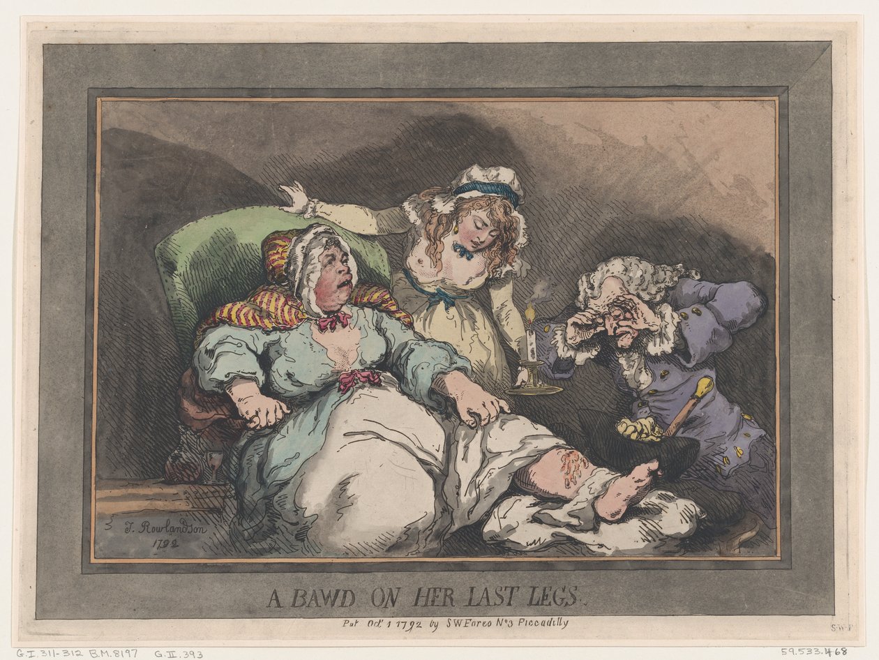 Uma prostituta em suas últimas pernas, 1º de outubro de 1792., 1º de outubro de 1792. de Thomas Rowlandson