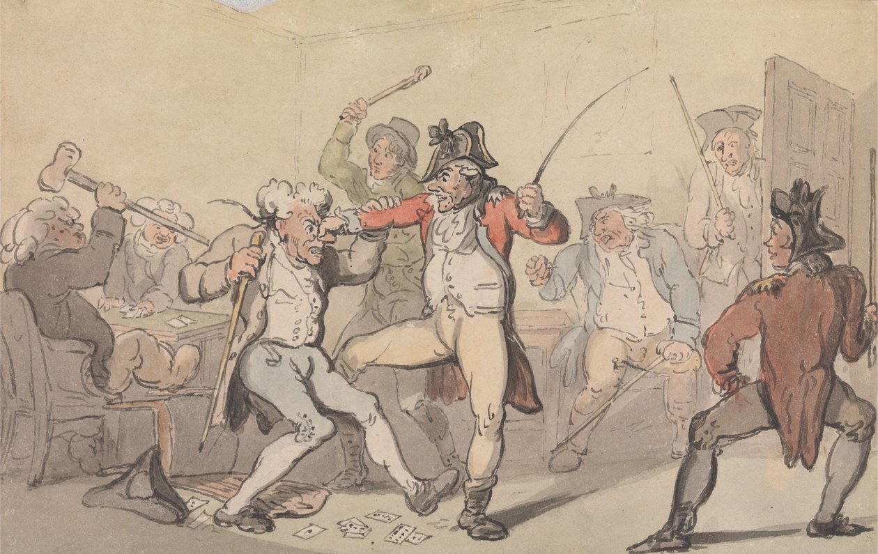 Detetou-se uma «perna preta» a distribuir cartas às escondidas de Thomas Rowlandson