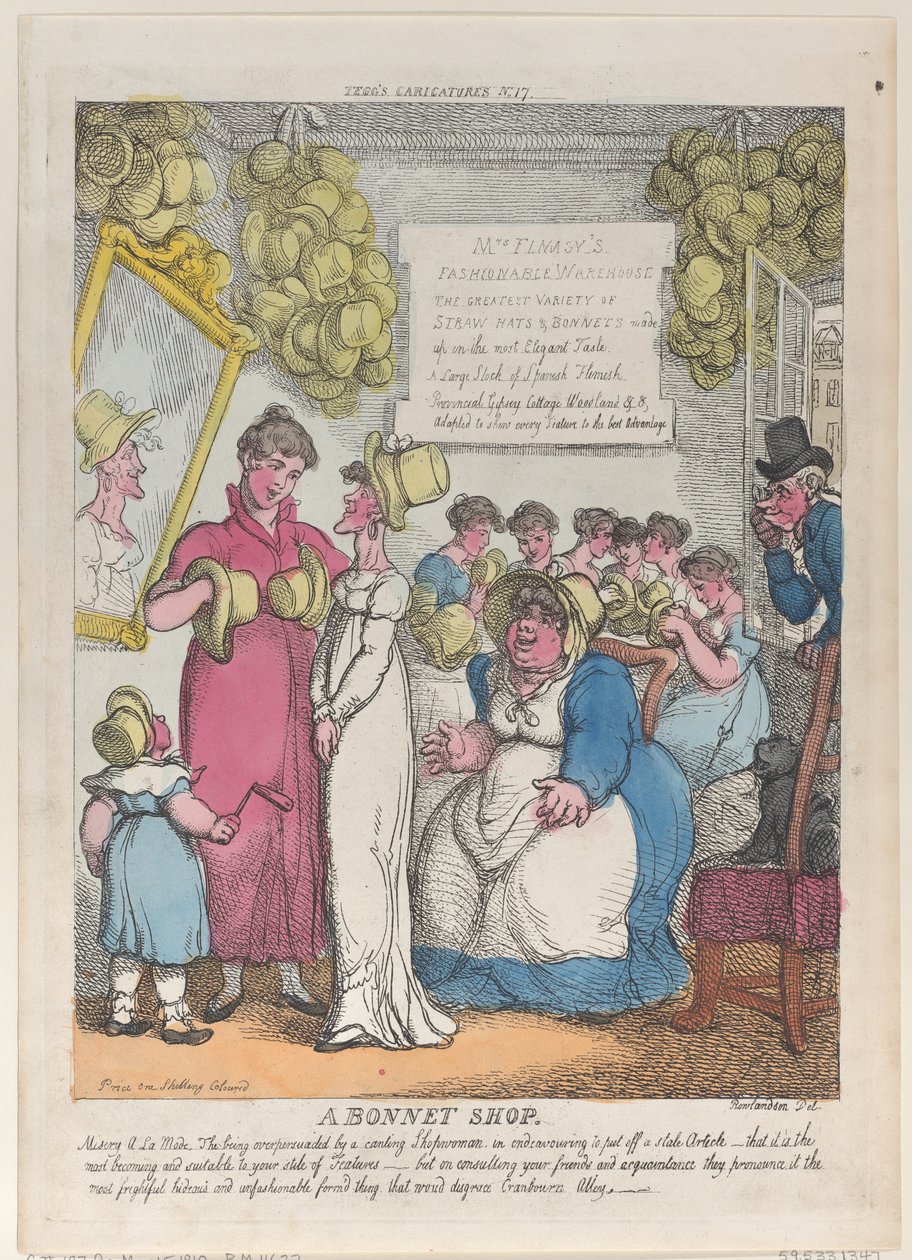 A Bonnet Shop, 15 de maio de 1810., 15 de maio de 1810. de Thomas Rowlandson