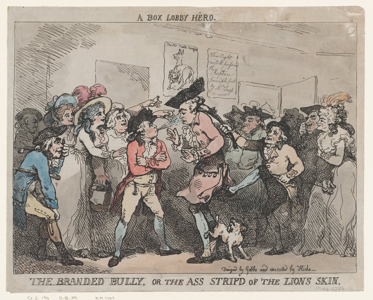Um Herói do Ringue, O Valentão Marcado ou O Burro Despojado da Pele do Leão. de Thomas Rowlandson