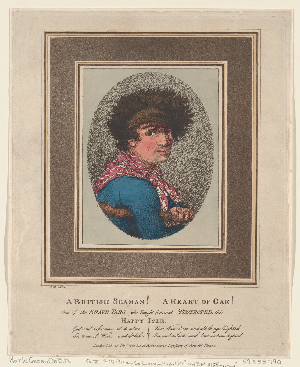 Um marinheiro britânico! A Heart of Oak!, 15 de novembro de 1801., 15 de novembro de 1801. de Thomas Rowlandson