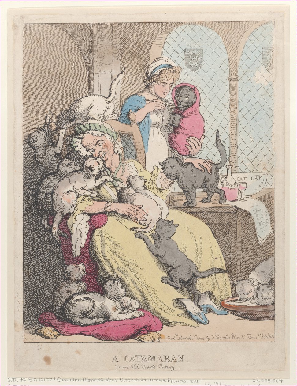 Um catamarã, ou berçário de uma velha empregada, 1º de março de 1803., 1º de março de 1803. de Thomas Rowlandson