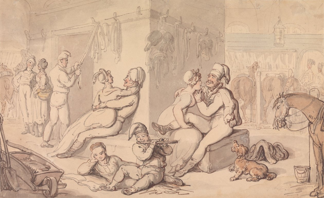 Um quartel de cavalaria de Thomas Rowlandson