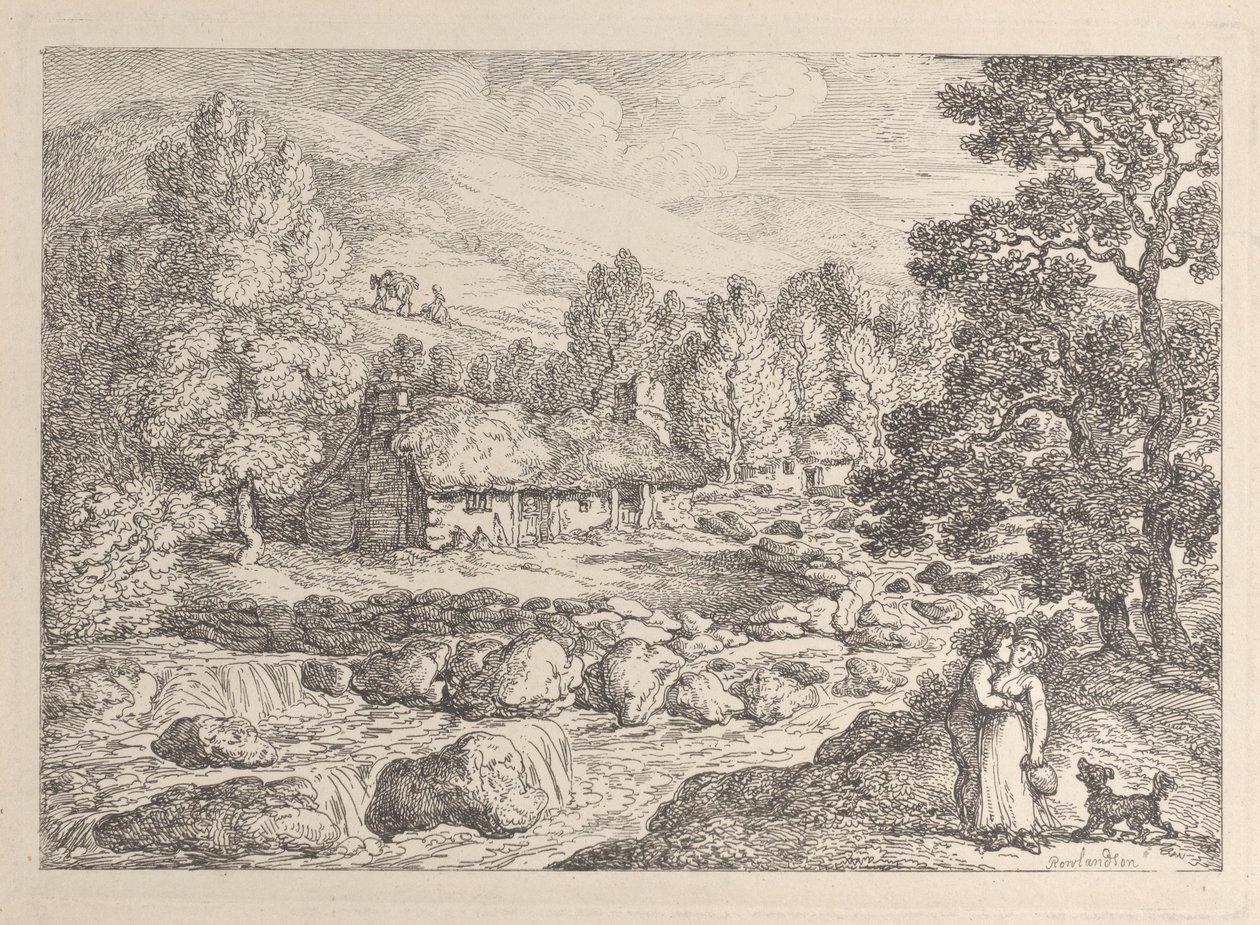 Uma cascata da Cornualha, da obra «Views in Cornwall» de Thomas Rowlandson