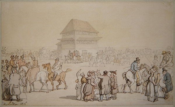 Uma reunião de corrida lotada de Thomas Rowlandson