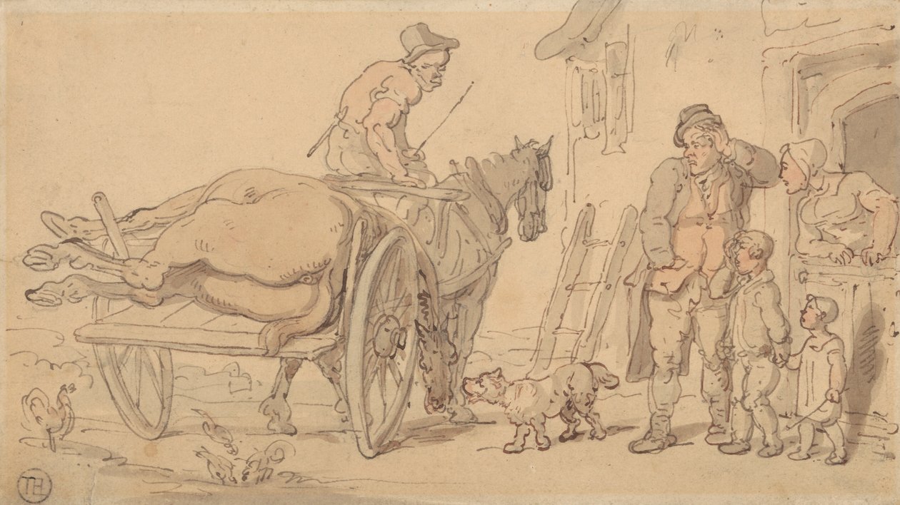 Um Cavalo Morto numa Carroça de Knacker de Thomas Rowlandson