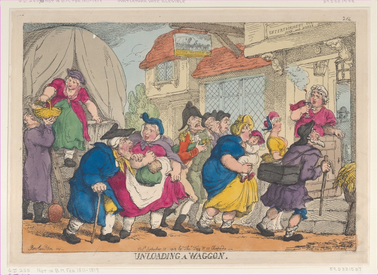 A Doleful Disaster, ou a peruca de Miss Fubby Fatarmin pegou fogo, 12 de setembro de ..., 12 de setembro de 1813. de Thomas Rowlandson