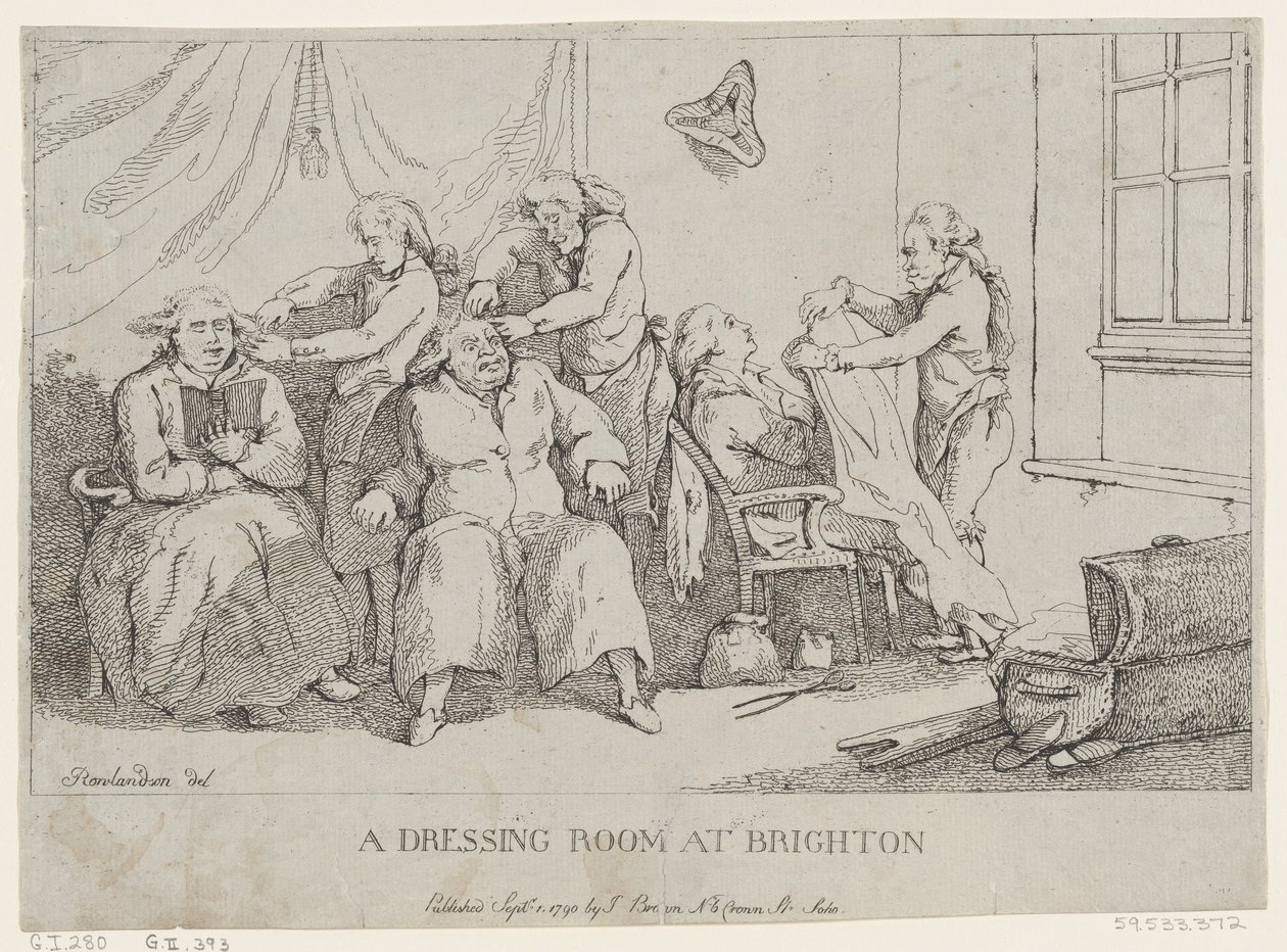 Um camarim em Brighton, 1º de setembro de 1790., 1º de setembro de 1790. de Thomas Rowlandson