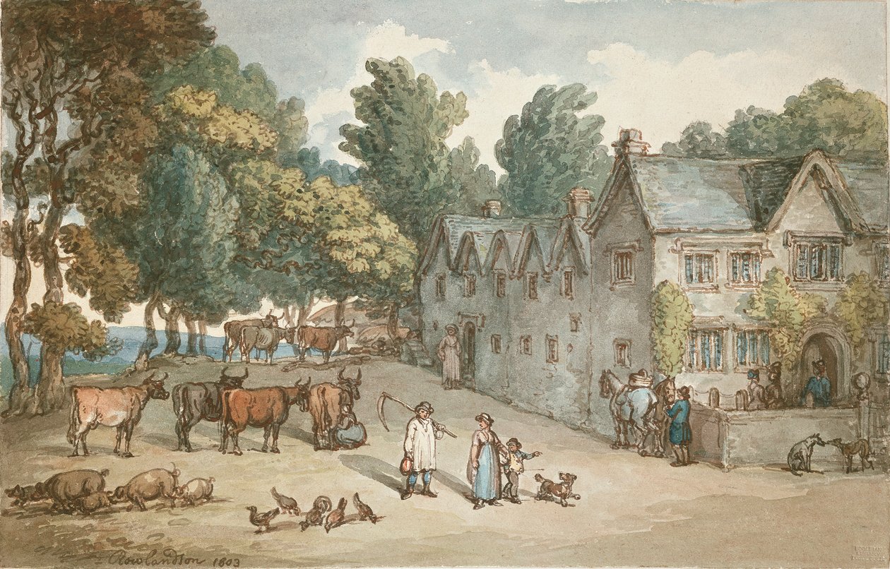 Uma casa de fazenda em Hengar, Cornualha, 1803 de Thomas Rowlandson