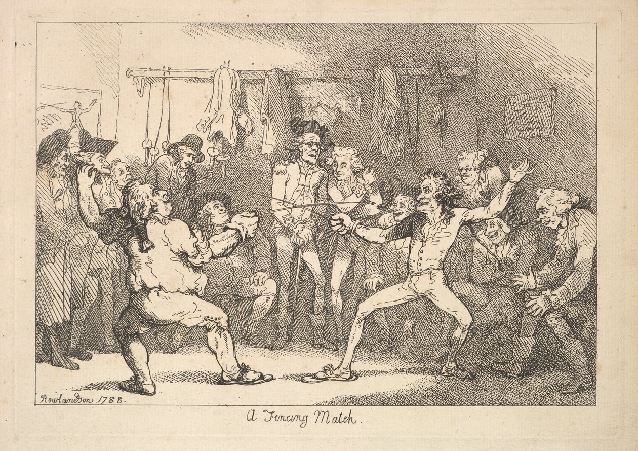 Uma partida de esgrima, 1788. de Thomas Rowlandson