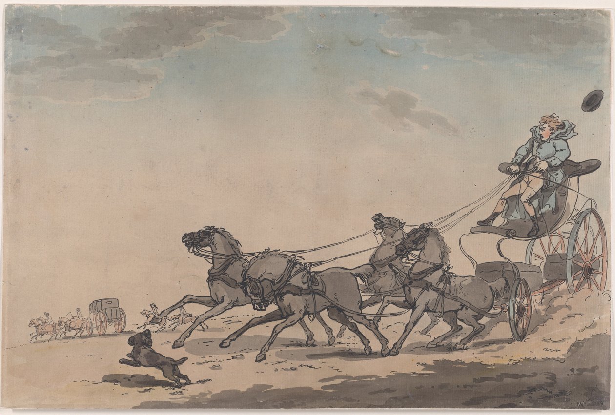 A Four-in-Hand, ou The Runaway Carriage, 1791-93., 1791-93. de Thomas Rowlandson