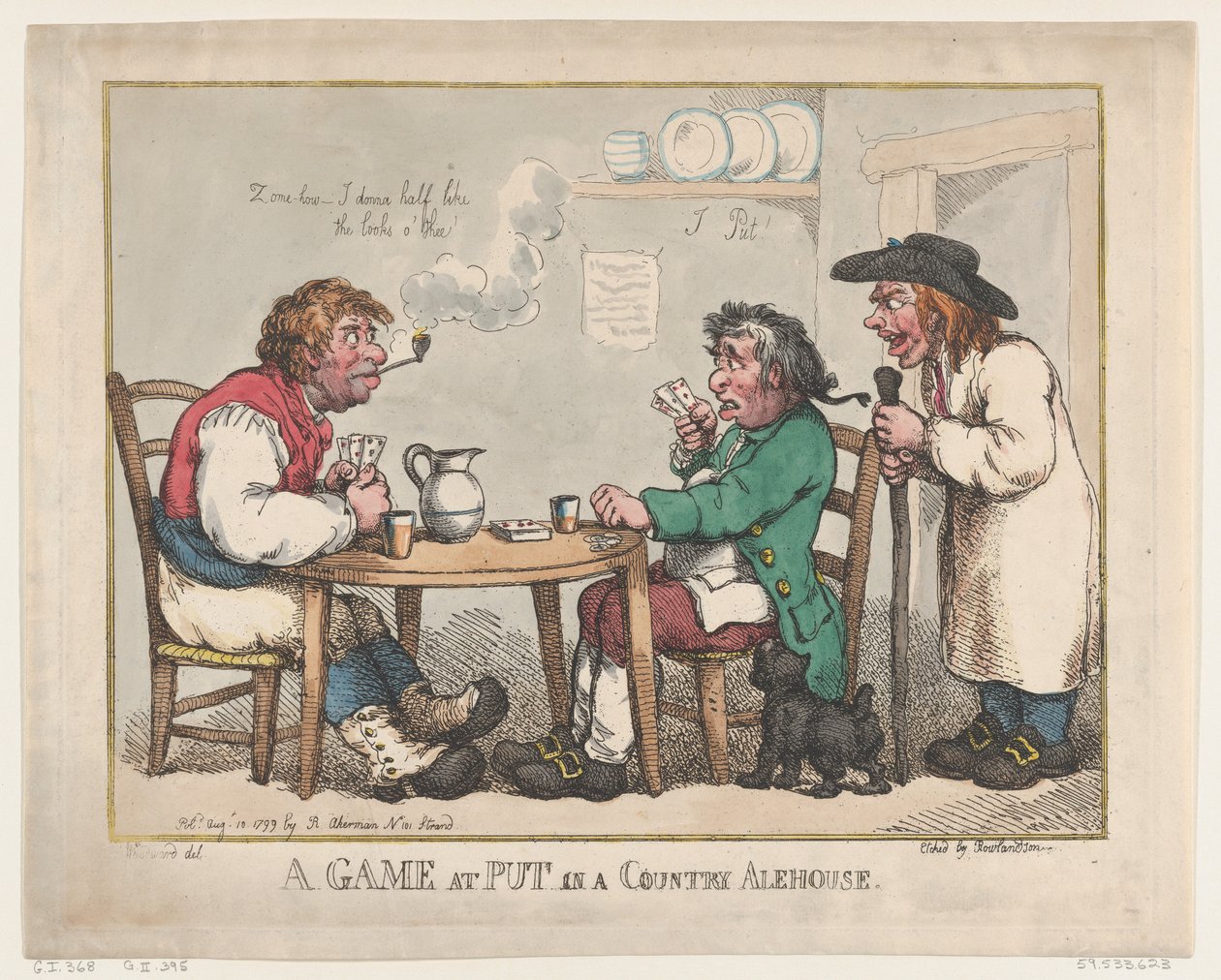A Game at Put in a Country Alehouse, 10 de agosto de 1799., 10 de agosto de 1799. de Thomas Rowlandson