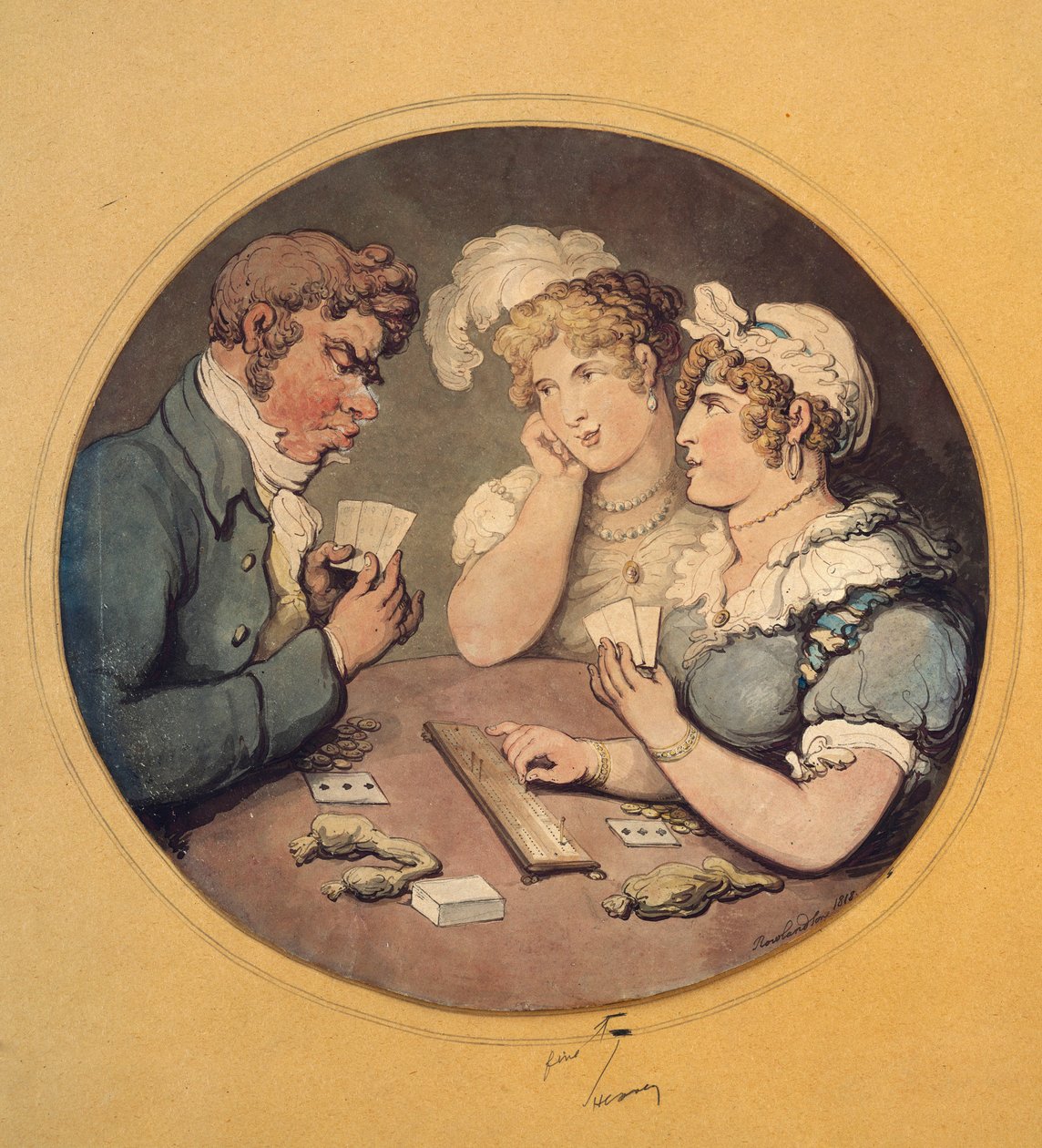 Um jogo de Cribbage, 1818 de Thomas Rowlandson