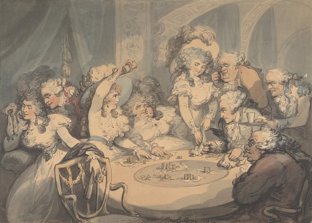 Uma mesa de jogo em Devonshire House, 1791. de Thomas Rowlandson