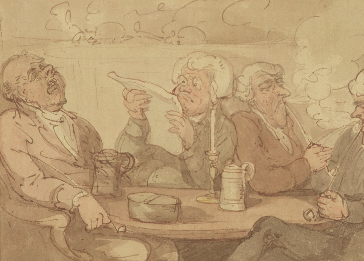 Um Gentlemans Club (tinta e wc no papel) de Thomas Rowlandson