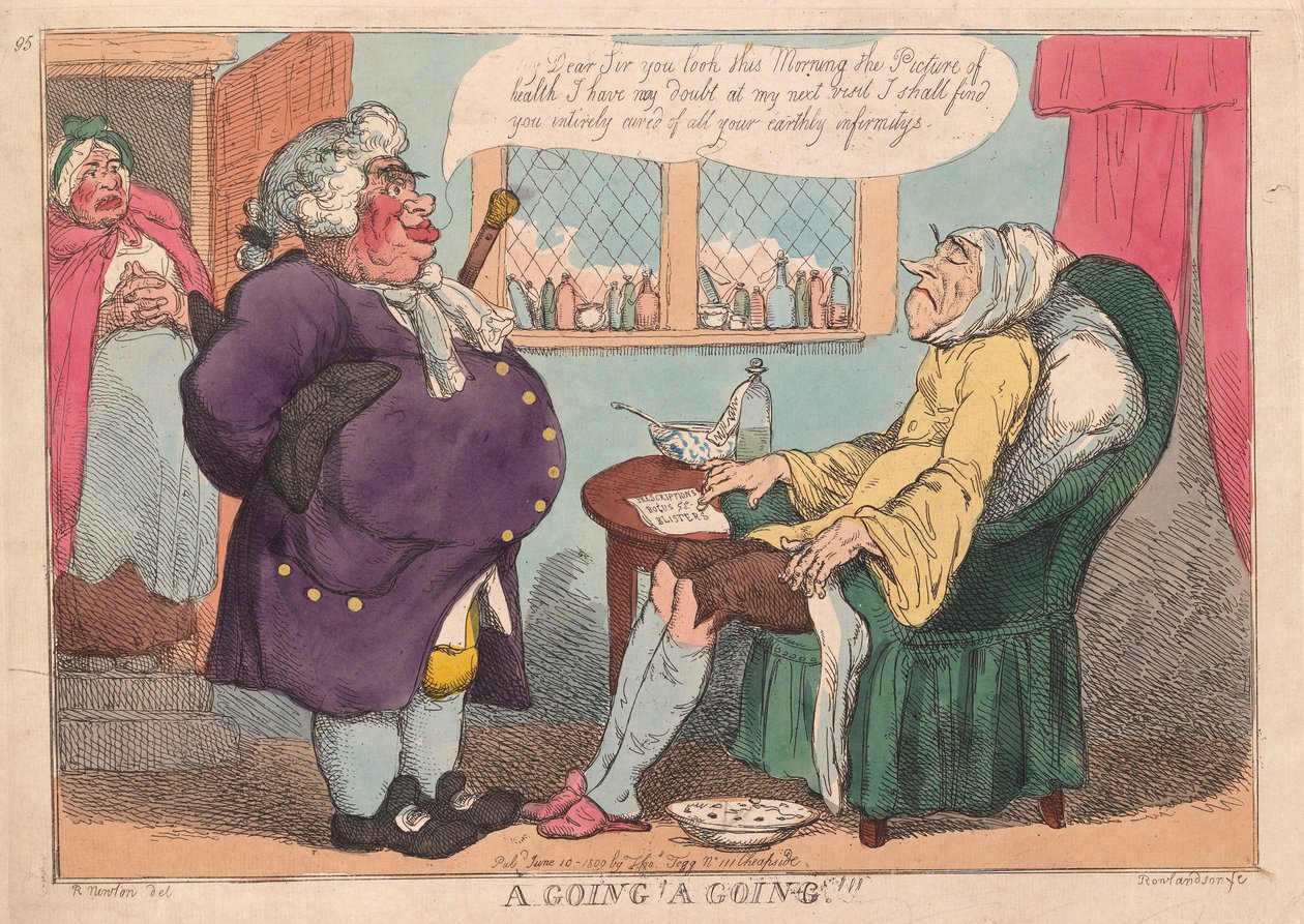 Um ir, um indo !!, bar. 1813 (gravura colorida à mão) de Thomas Rowlandson