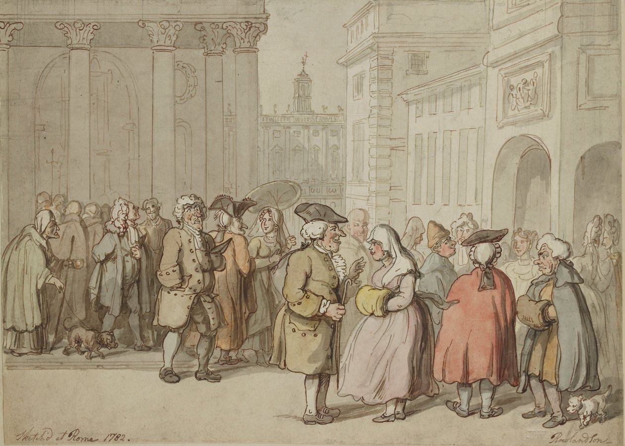 Um grupo esboçado em Roma, 1770-1820 de Thomas Rowlandson