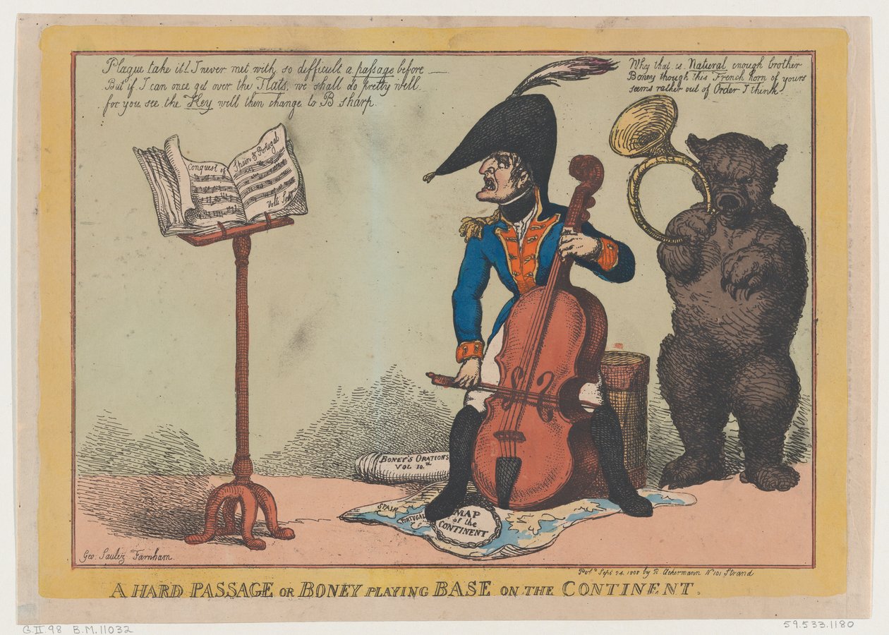 A Hard Passage, ou Boney Playing Base no Continente, 24 de setembro de 1808., 24 de setembro de 1808. de Thomas Rowlandson