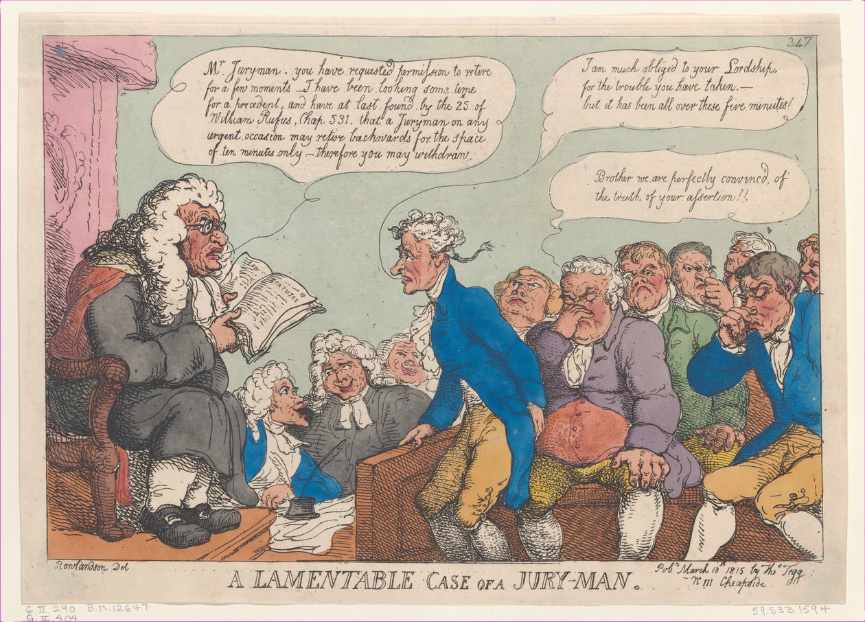 Um caso lamentável de um jurado, 10 de março de 1815., 10 de março de 1815. de Thomas Rowlandson
